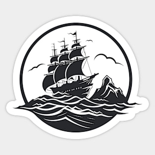 Pirate Ship Ocean World Wonder Adventure Vector Graphic Sticker
